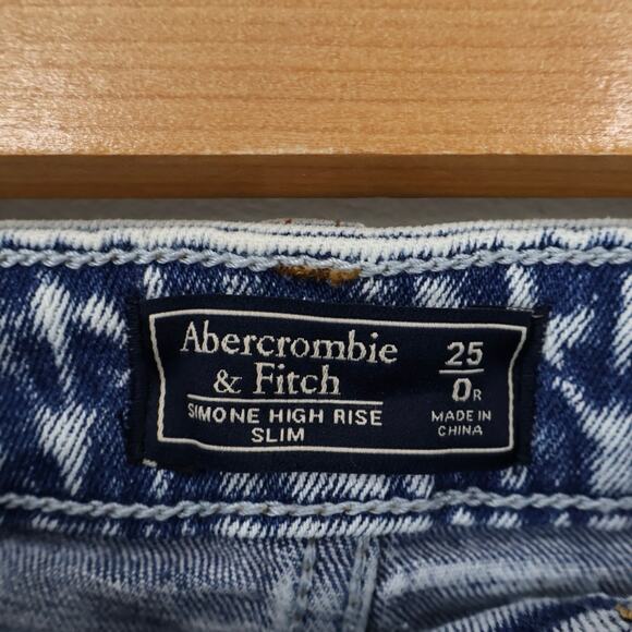 Abercrombie & Fitch Simone High Rise Slim Jean Acid Washed Light Blue Size 25/0 - Picture 7 of 7